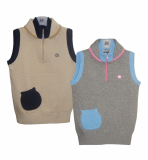 Woman shawl collar vest with pocket knit